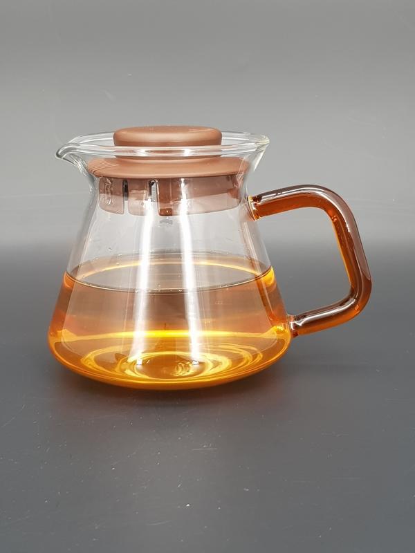 600cc耐熱玻璃咖啡壺有色方形把手  台灣製造