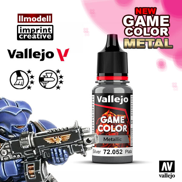 AV Vallejo Game 72052 金屬漆 銀色 Silver 戰槌鋼彈水性模型漆水性漆壓克力顏料 | 露天市集 | 全台最大的網路購物市集
