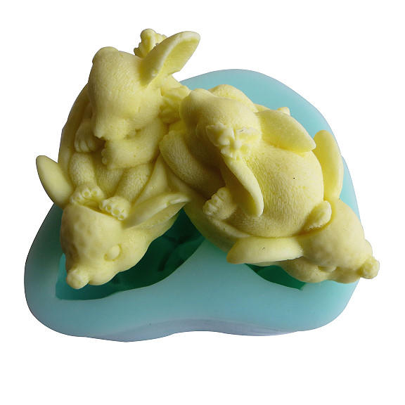 DIY超可愛3D立體兔子手工皂模 / 黏土滴膠模具