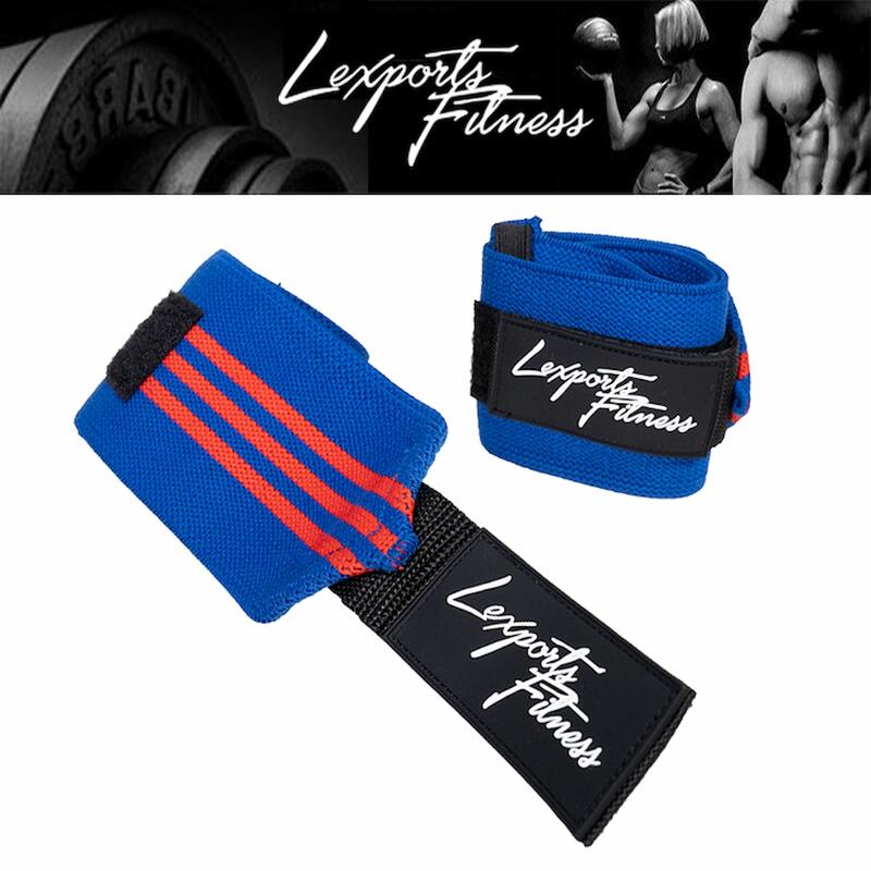 LEXPORTS 勵動風潮/重量訓練護腕(高重磅彈力型)L50cm/健身護腕/拉力帶/重訓護腕 SBD ROGUE 藍紅