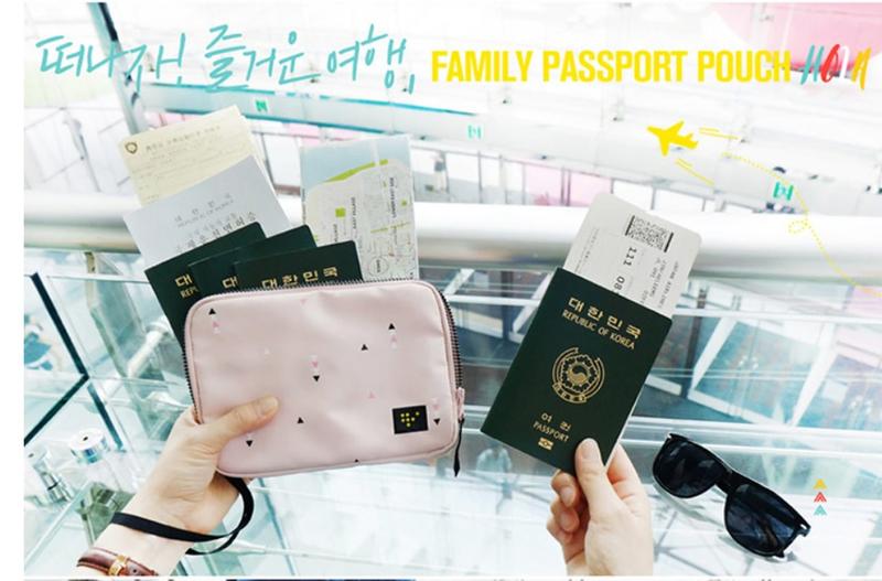 雙層護照收納包 多功能手拿證件包  出國旅行-粉色