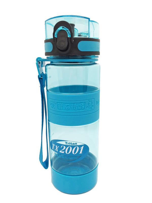 寶石水壺 TX2001 休閒水壺 使用美國食品級原料 600ml水壺 運動水壺 彈蓋 底部可拆洗 - 水藍款