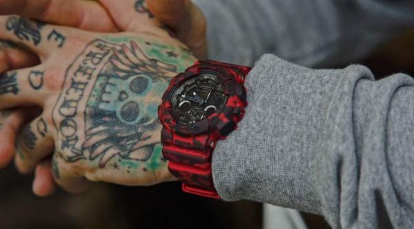 CASIO手錶專賣店G-SHOCK紅迷彩GA-100CM-4A 耐衝擊指針雙顯錶全新CASIO