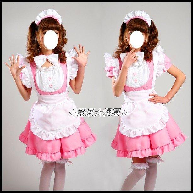 妖狐X僕SS cosplay 可愛公主女僕裝 動漫 餐廳 服裝 圍裙 髮箍 洋裝 粉色色