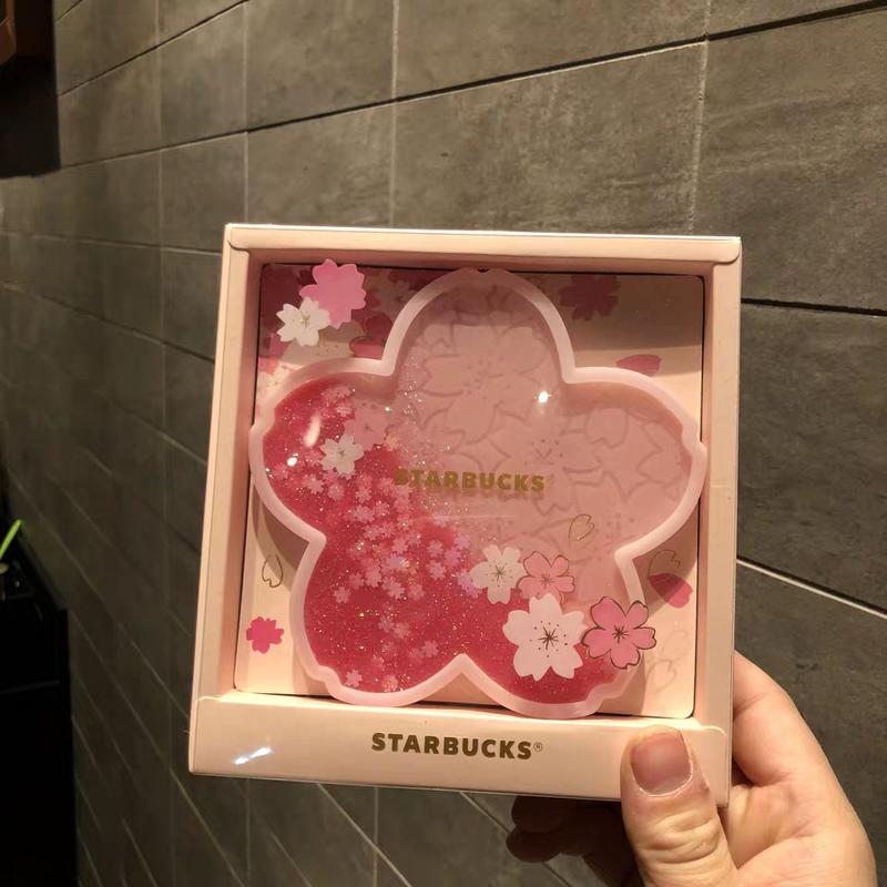 【現貨】2019新款星巴克櫻花粉色浪漫流沙杯墊杯隔熱墊