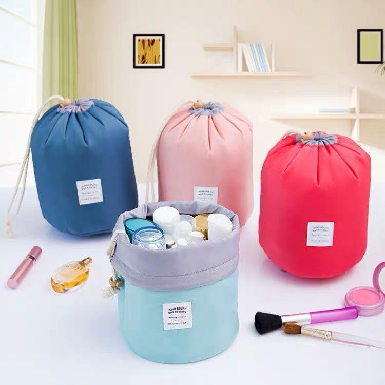 旅行韓国可愛圆筒大容量防水化妝包女生便攜整理分層洗漱包