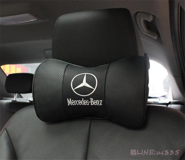Mercedes Benz賓士【頭枕1對】新E級GLC/C/CLA/GLK/GLE四季汽車用真皮頭枕護頸枕靠枕