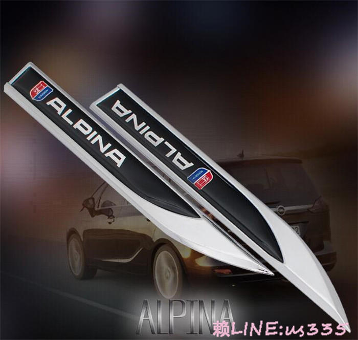 汽車改裝ALPINA 個性改裝刀鋒葉子板金屬側標貼車身貼