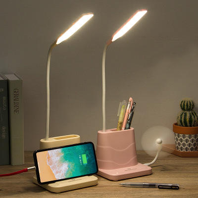 🥇【現貨】led創意筆筒觸摸床頭燈臥室學生閱讀書燈USB充電多功能護眼小檯燈