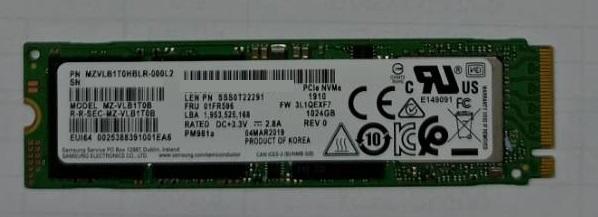 一年保固 三星 PM981A MZVLB1T0HBLR 1TB 1T NGFF PCIe3 M.2 SSD NvMe