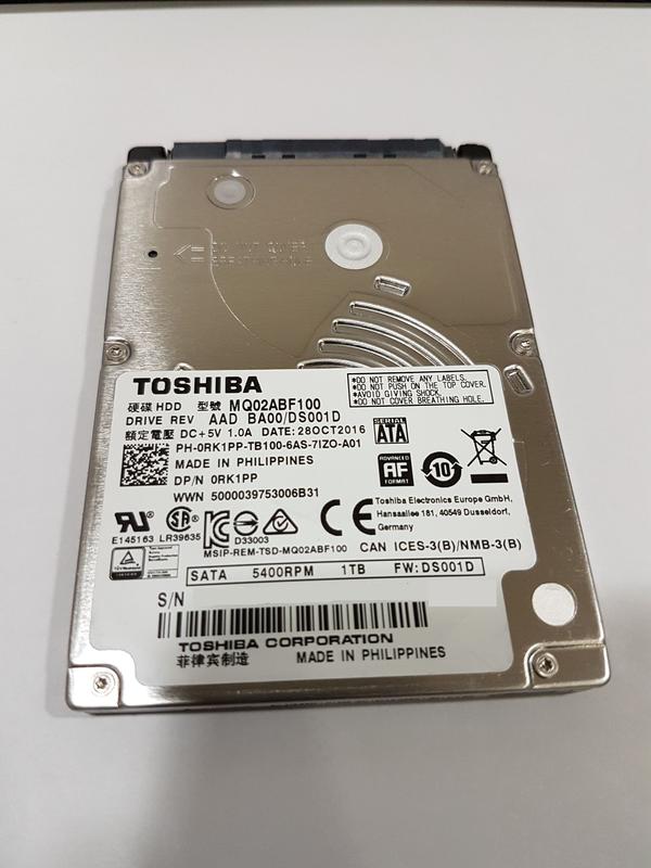 TOSHIBA 1TB 1T 2.5吋 7mm MQ04ABF100 筆電硬碟  有保固
