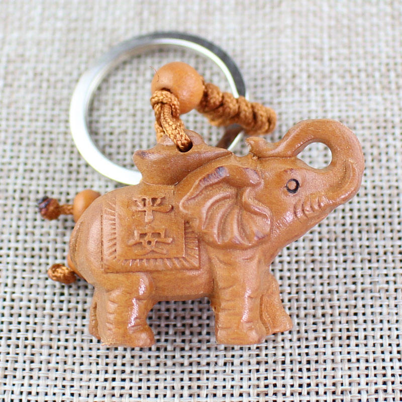 中國風 雷射雕刻 桃木鑰匙圈 大象 吉象(吉祥) 平安 鑰匙圈(禮品、禮物、送禮、新年、賀禮、吊飾、掛飾、小禮物、贈品)