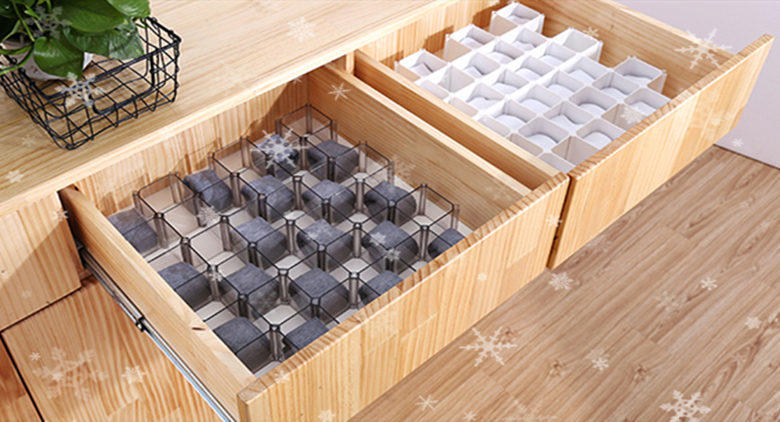 蜂巢式抽屜整理隔板 (一套六個) 內衣襪子塑料抽屜分格收納盒 收納盒 收納籃 收納格 收納架 化妝架 分類儲物盒 分隔板