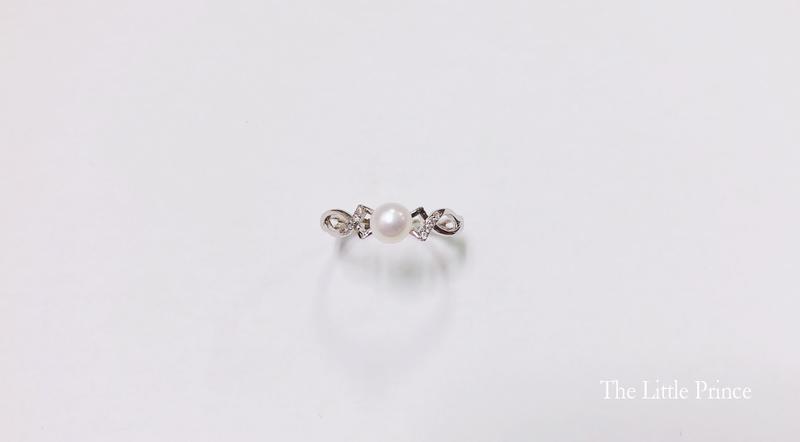 珍珠戒指 交叉結 925純銀 手工鑲嵌