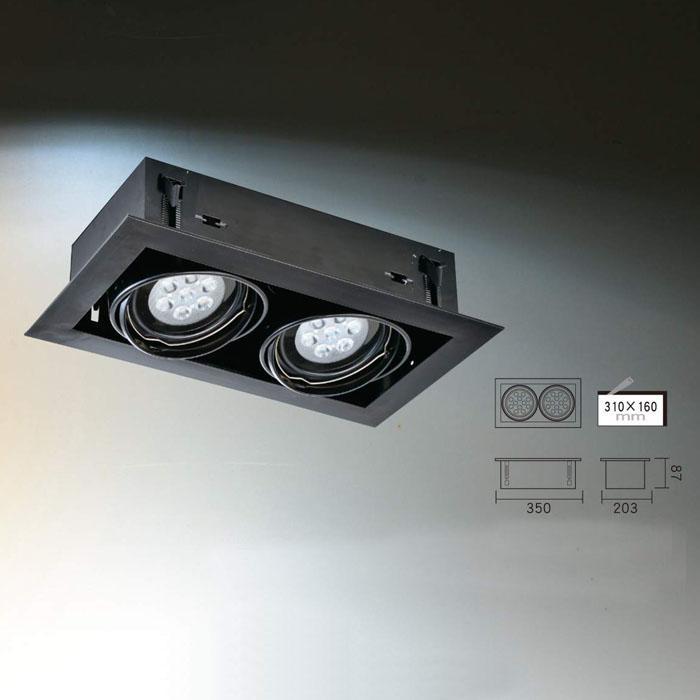 [嬌光照明]LED-AR111 黑邊框方形崁燈方形盒燈(雙燈)配AR111/7晶燈泡x2(CNS認證AR111光源)