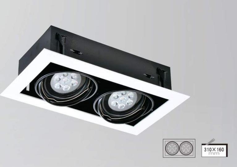 [嬌光照明]LED-AR111 白邊框方形崁燈方形盒燈(雙燈)配AR111/7晶燈泡x2(CNS認證AR111光源)