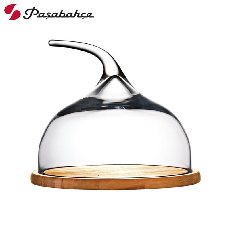 Pasabahce原木起司蛋糕盤+手工水晶玻璃罩(大) 點心盤 派對盤