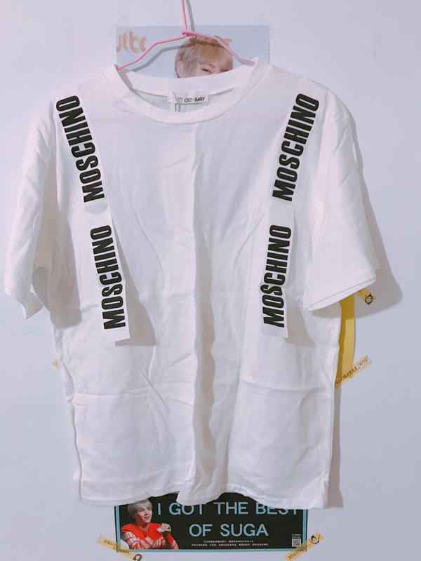 （全新）原宿風學院學生假背帶裝飾 字母短袖T恤