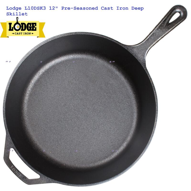 Lodge L10DSK3 12 Pre-Seasoned Cast Iron Deep Skillet