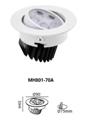 新莊好商量~MARCH LED 7W 崁燈 5珠 崁孔7.5公分 7.5cm 白光/黃光 嵌燈 MH801-70A