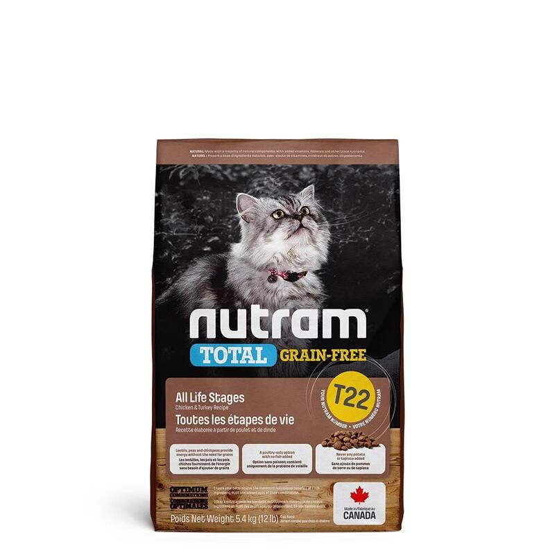 Nutram 紐頓T22 無穀挑嘴全齡貓火雞+雞肉 5.4kg+1.13KG