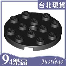 [94JustLEGO]F60474 樂高積木 Plate Round 4x4 with Hole 圓型 薄板 黑色