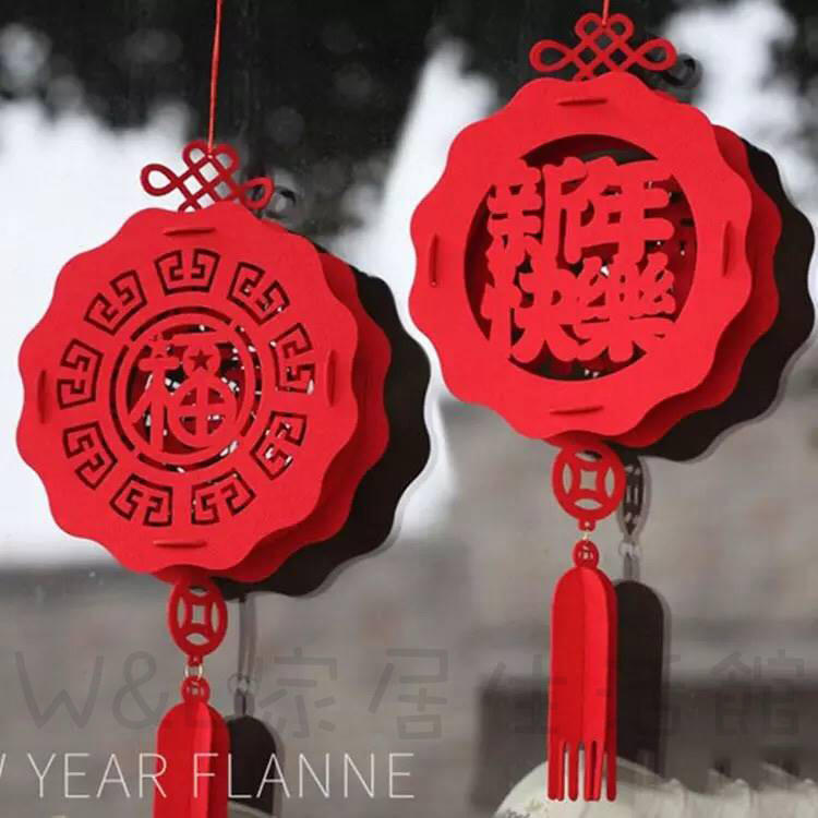 台灣現貨📣春節新年快樂福字燈籠、立體無紡布燈籠、新年裝飾立體掛飾