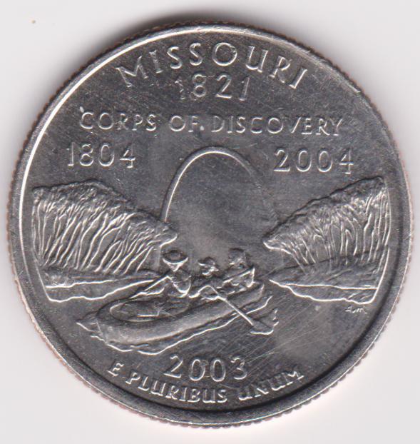 【小叮噹錢幣】（美國50州25美分紀念幣）西元2003年 密蘇里州 D版硬幣一枚 品相如圖