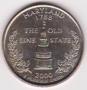 【小叮噹錢幣】（美國50州25美分紀念幣）西元2000年 馬里蘭州 D版硬幣一枚 品相如圖
