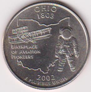 【小叮噹錢幣】（美國50州25美分紀念幣）西元2002年 俄亥俄州 D版硬幣一枚 品相如圖