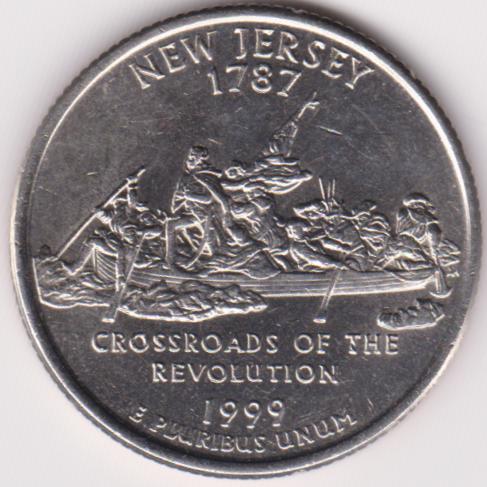 【小叮噹錢幣】（美國50州25美分紀念幣）西元1999年 新澤西州 D版硬幣一枚 品相如圖