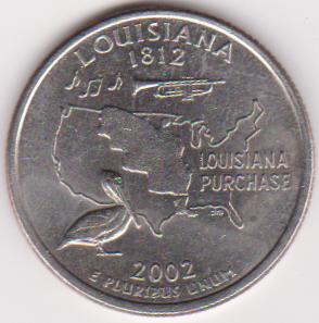 【小叮噹錢幣】（美國50州25美分紀念幣）西元2002年 路易斯安那州 D版硬幣一枚 品相如圖
