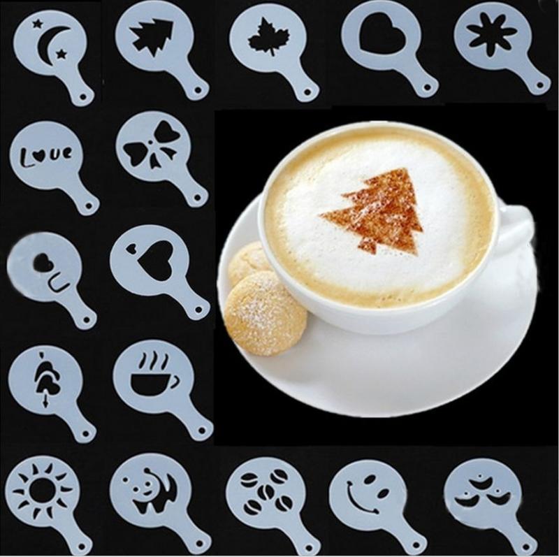 【雲林現貨供應】 拉花模具 咖啡印花模型 花式咖啡 咖啡器具 塑料16片花型