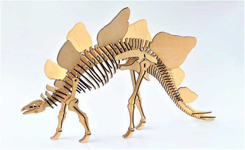 雷雕木質 立體3D拼圖DIY模型 擺飾 禮品 裝飾 侏儸紀 恐龍  劍龍2.0