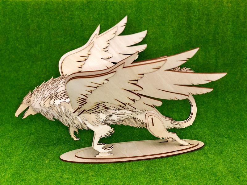 雷雕木質 立體3D拼圖DIY模型 擺飾 禮品 裝飾 幻想 幻獸 傳說 格里芬 獅鷲