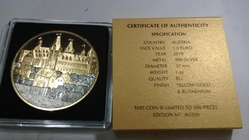 奧地利維也納三金屬銀幣 限量銀幣 銀幣 收藏錢幣 錢幣 紀念幣 幣~維也納三金屬銀幣（限量五百枚盒證齊全）