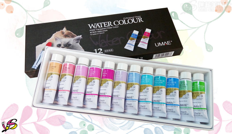 UMAE 奧馬 透明水彩顏料12色-粉色系 / 馬卡龍色系