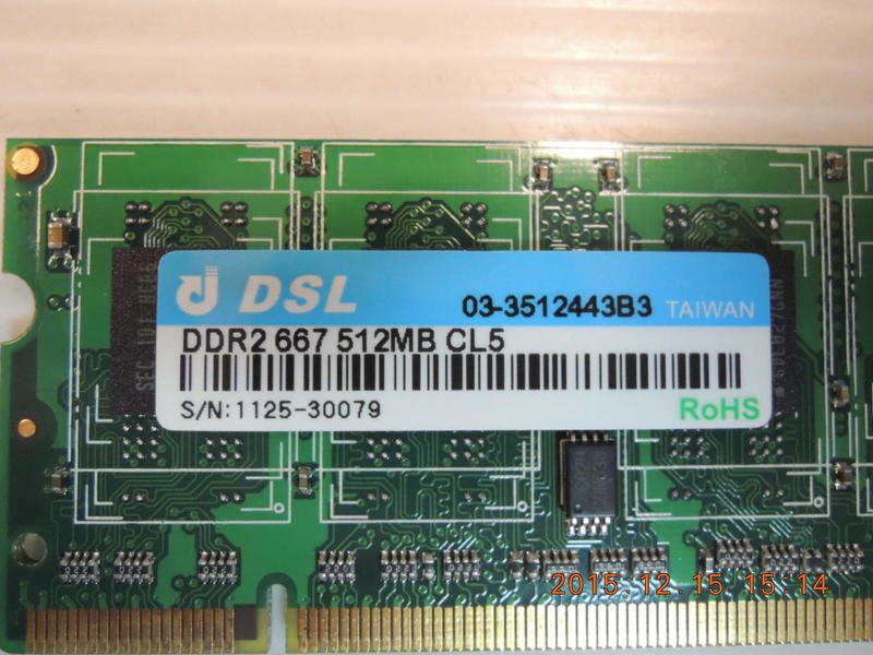 DSL DDR2887512MBCL5 DDRII667 512MB  1.8V SODIMM   桌機記憶體