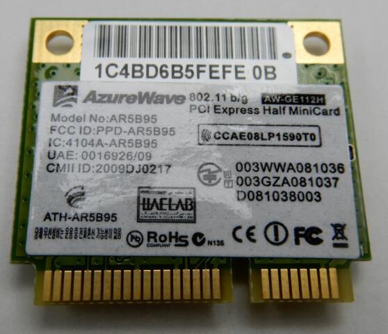 AZUREWAVE  AW-GE112H ( AR5B95 / ATH-AR5B95 ) 無線網卡 802.11b/g