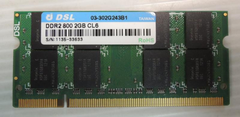 DSL DDRII800 2GB DDR28002GBCL6 1.8V SODIMM  筆電記憶體