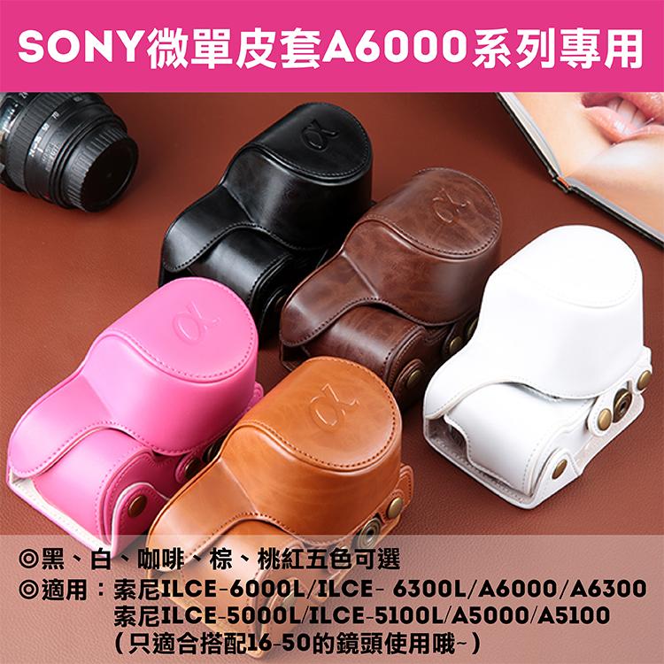 昇鵬數位@Sony微單皮套A6000 6300L A6300 16-50鏡頭 皮套兩件式皮質相機包黑棕白桃紅