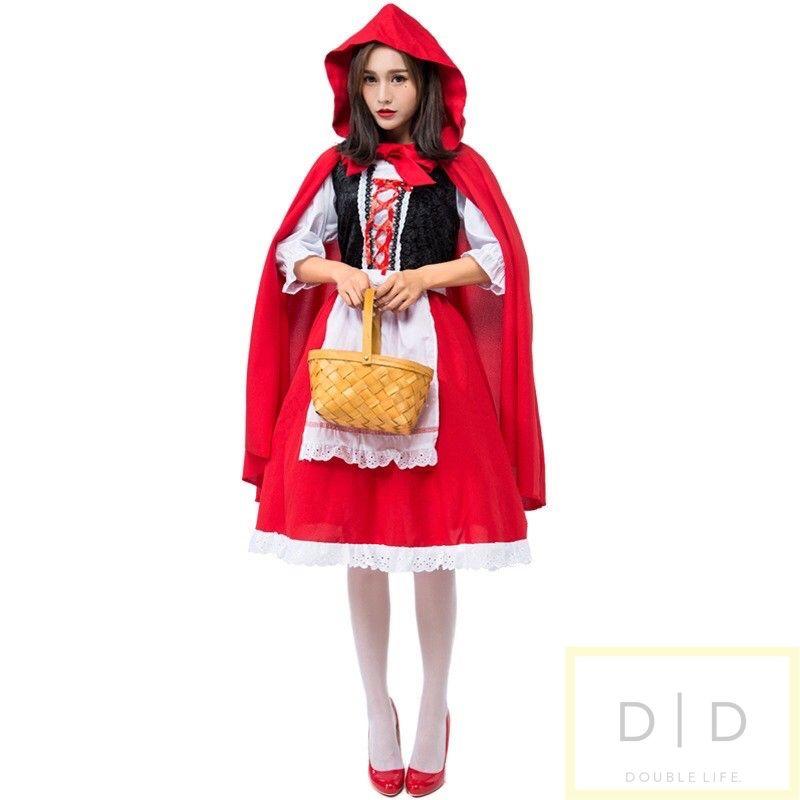 聖誕節  小紅帽 演出服 扮裝 萬聖節 cosplay服裝 紅色女僕裝扮 童話故事成人舞台劇演出服  聖誕節裝扮
