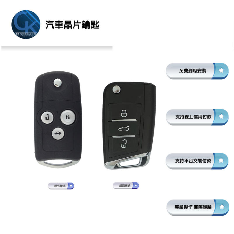 【CK到府服務】HONDA CRV4 CRV4.5 本田汽車 摺疊鑰匙 汽車鑰匙 遙控器晶片鑰匙