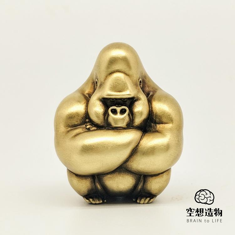 【futuretoys】現貨 設計師 不二馬 大叔 黃銅鑄造系列 抱手猩猩 採精緻工藝 實心黃銅鑄造