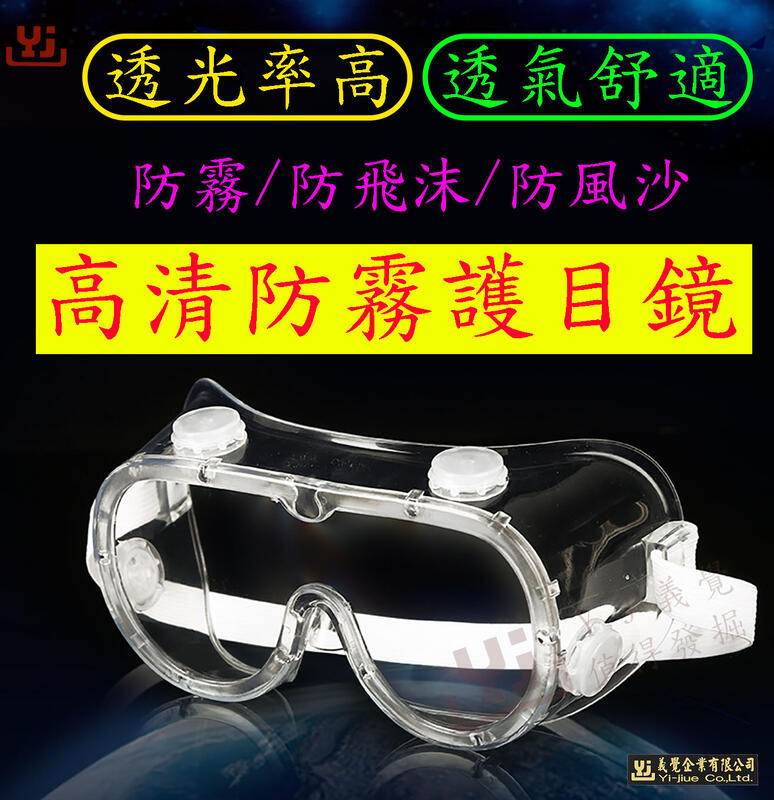 60個1個68元 高效防霧護目鏡 氣孔護目鏡 可戴眼鏡 防護鏡 防疫面罩 面部保護 全罩式防護眼鏡