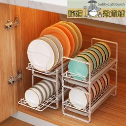 【快速出貨】廚房碗碟收納架櫥櫃放碗盤瀝水架單層可抽拉水槽下可疊加置物架