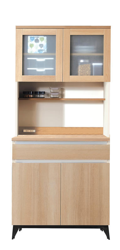 【風禾家具】HGS-714-(2+4)@EML系統板北美橡木2.8尺高餐櫃【台中市區免運送到家】電器櫥櫃 台灣製傢俱