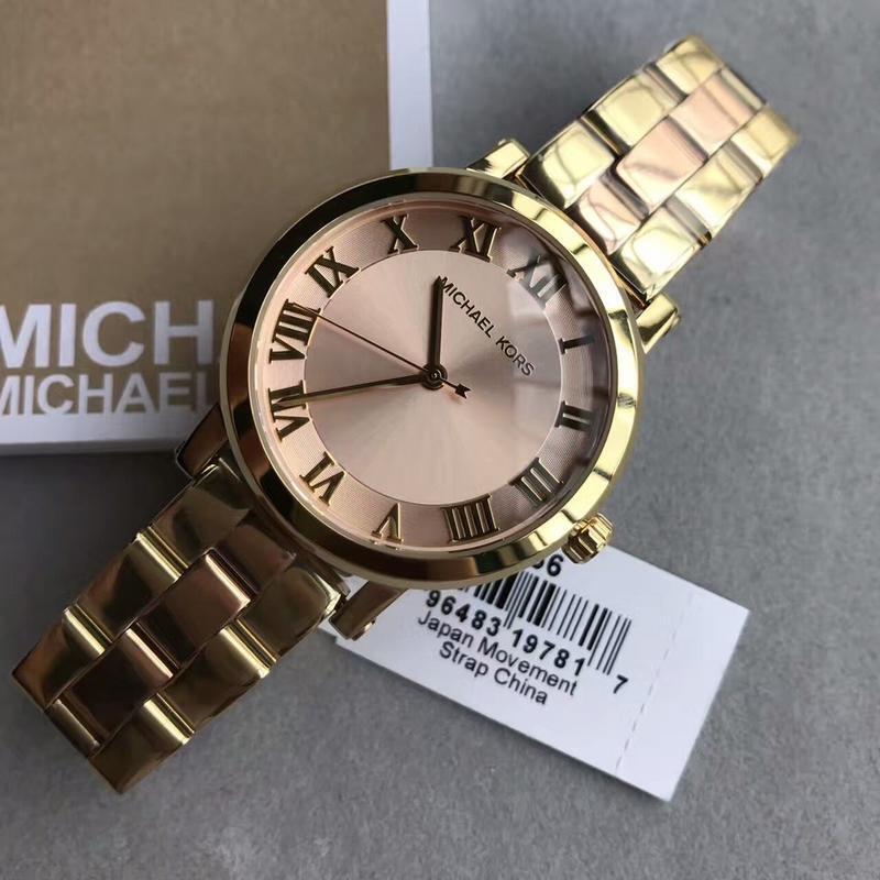 精選店家Michael Kors MK女生手錶  三色可選女錶羅馬數字 鋼錶帶手錶MK3585 MK3586