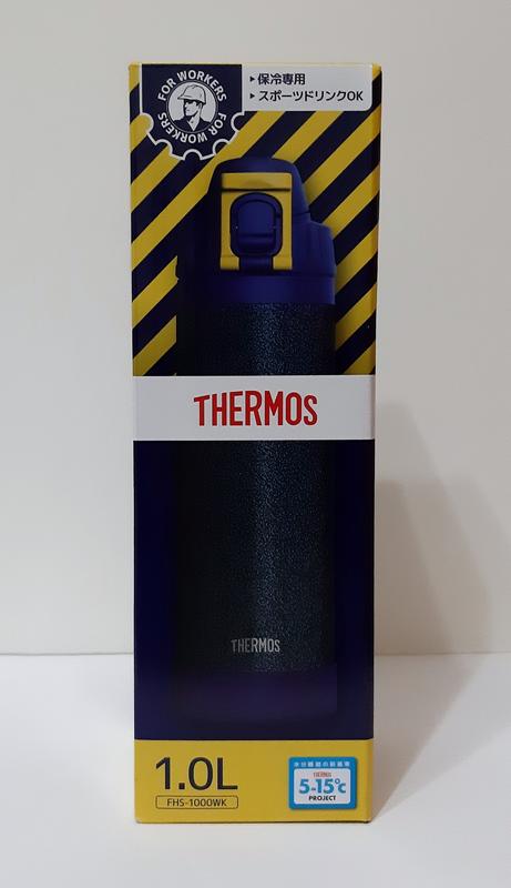 【買一送一】THERMOS 膳魔師 NISSAN 不銹鋼真空保冷瓶 1.0L (錘印藍)
