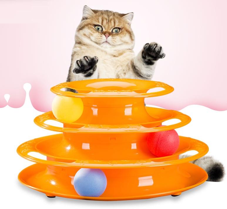 貓狗兒 加贈３顆球 三層貓轉盤球 三層貓塔 多層轉盤球 三層旋轉軌道球 多層轉盤 三層遊樂盤 貓咪旋轉盤 三層軌道球